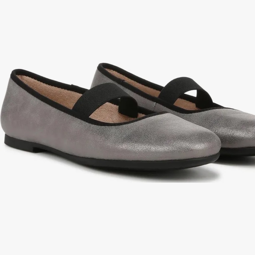 Naturalizer Soul Brilliant Metallic pewter / black Women's Ballerina Flats Sz 10
